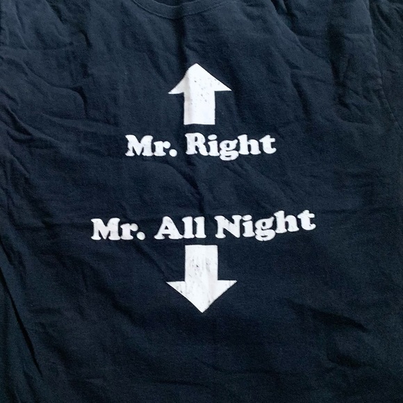 Funny Tee Plus Size Mr. Right & Mr. All Night 3X black White - Picture 5 of 8